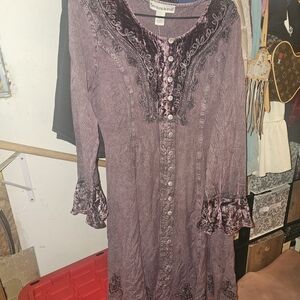 Purple Velvet Trim Dress